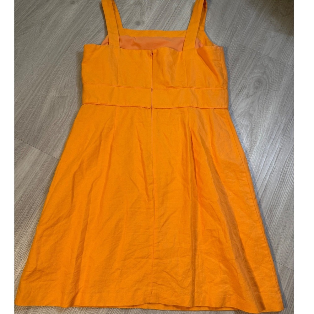 Ann Taylor Petite Orange Sleeveless Square Neck Sheath Dress 12P linen - Picture 9 of 11